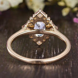 0.75 CT Oval Cluster Halo Moissanite Engagement Ring 6