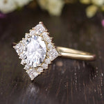 0.75 CT Oval Cluster Halo Moissanite Engagement Ring 3
