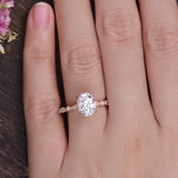 0.75 CT Oval Milgrain Pave Setting Moissanite Engagement Ring 2
