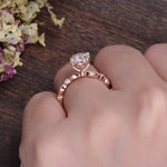0.75 CT Oval Milgrain Pave Setting Moissanite Engagement Ring 3