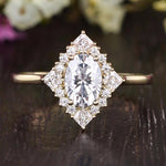 0.75 CT Oval Cluster Halo Moissanite Engagement Ring 1