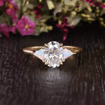 0.75 CT Oval Three Stone Moissanite Engagement Ring 5