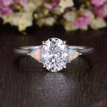 0.75 CT Oval Three Stone Moissanite Engagement Ring 1