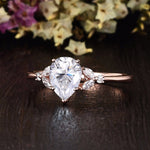 0.75 CT Pear Cluster Moissanite Engagement Ring 3