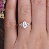 0.75 CT Pear Cluster Moissanite Engagement Ring 2