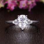 0.75 CT Pear Cluster Moissanite Engagement Ring 4