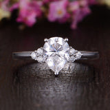 0.75 CT Pear Cluster Moissanite Engagement Ring 4