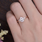 0.75 CT Pear Cluster Moissanite Engagement Ring 2