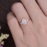 0.75 CT Pear Cluster Moissanite Engagement Ring 2