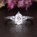 0.75 CT Pear Cluster Moissanite Engagement Ring 1