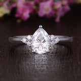0.75 CT Pear Cluster Moissanite Engagement Ring 1