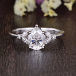 0.75 CT Pear Cluster Moissanite Engagement Ring 1