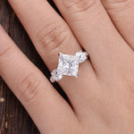 2.08 CT Princess Cut Three Stone Moissanite Engagement Ring 1