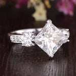 2.08 CT Princess Cut Three Stone Moissanite Engagement Ring 3
