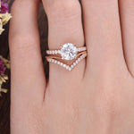 1.0 CT Round Cut Solitaire Pave Moissanite Bridal Ring Set 2