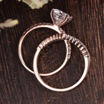 1.0 CT Round Cut Solitaire Pave Moissanite Bridal Ring Set 7