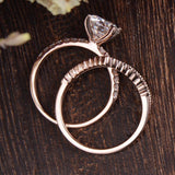 1.0 CT Round Cut Solitaire Pave Moissanite Bridal Ring Set 7