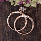 1.0 CT Round Cut Solitaire Milgrain Style Moissanite Bridal Ring Set 9