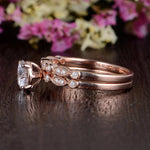 1.0 CT Round Cut Solitaire Milgrain Style Moissanite Bridal Ring Set 7