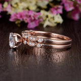 1.0 CT Round Cut Solitaire Milgrain Style Moissanite Bridal Ring Set 7