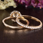 0.75 CT Round Halo Pave Moissanite Bridal Ring Set 8
