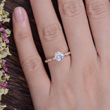 1.35 CT Round Cut Solitaire Milgrain Pave Setting Moissanite Engagement Ring 2