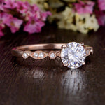 1.35 CT Round Cut Solitaire Milgrain Pave Setting Moissanite Engagement Ring 3