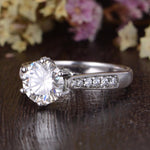 1.60 CT Round Cut Solitaire Pave Setting Moissanite Engagement Ring 6