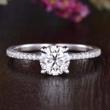 1.60 CT Round Cut Hidden Halo Pave Setting Moissanite Engagement Ring 1