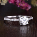1.60 CT Round Cut Hidden Halo Pave Setting Moissanite Engagement Ring 6