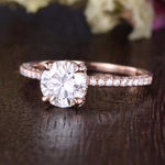 1.60 CT Round Cut Hidden Halo Pave Setting Moissanite Engagement Ring 4