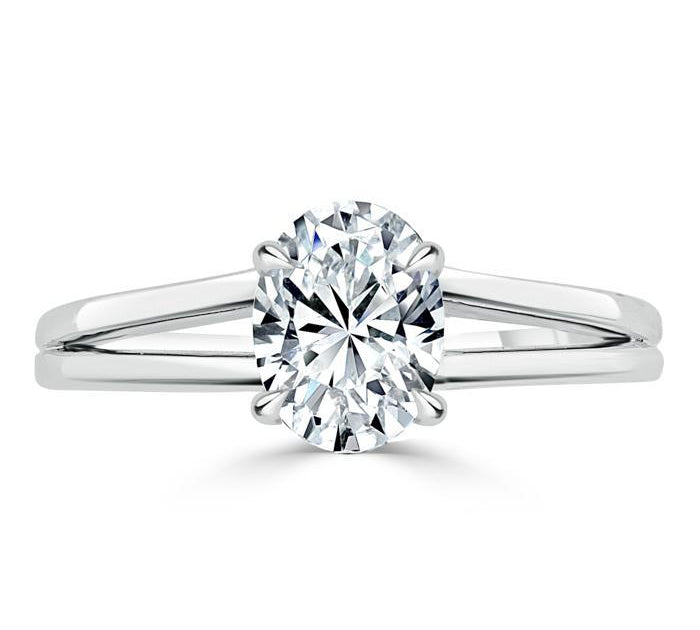 0.94 CT Oval Cut Solitaire Moissanite Engagement Ring 1