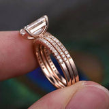 1.0 CT Emerald Cut Solitaire Moissanite Bridal Ring Set 4