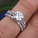 1.0 CT Round Cut Solitaire Moissanite Bridal Ring Set 5