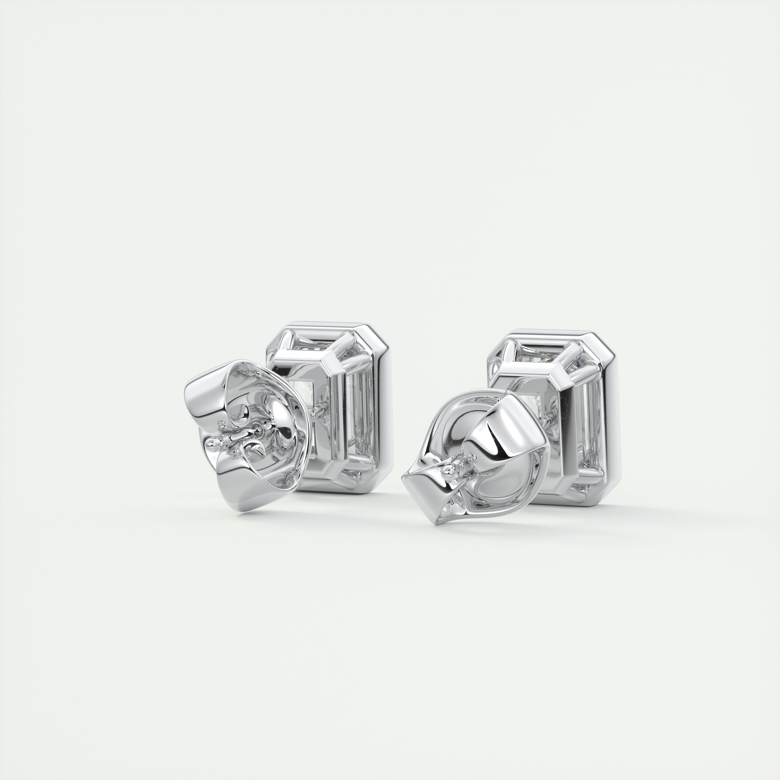 1.0 CT Emerald Bezel Solitaire CVD G/VS Diamond Earrings 3
