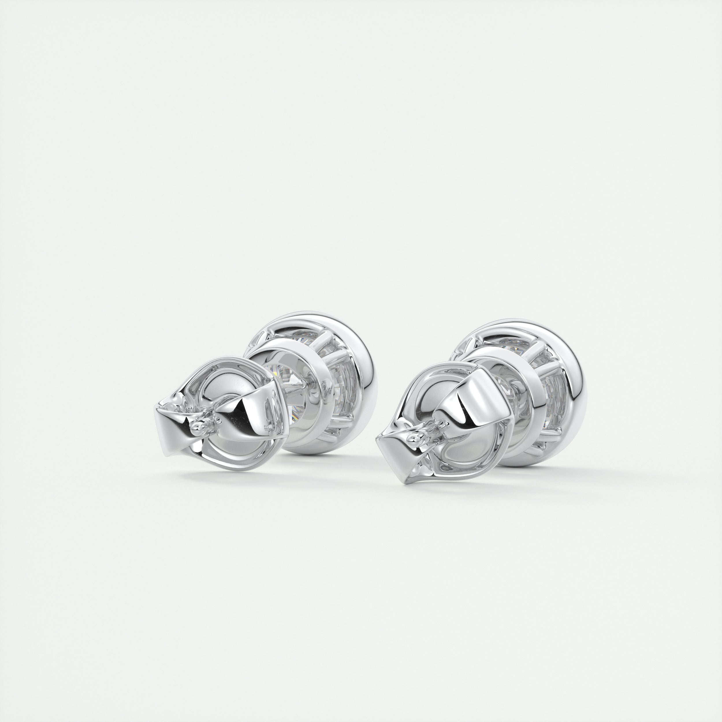 1.0 CT Round Bezel Solitaire CVD F/VS Diamond Earrings 3