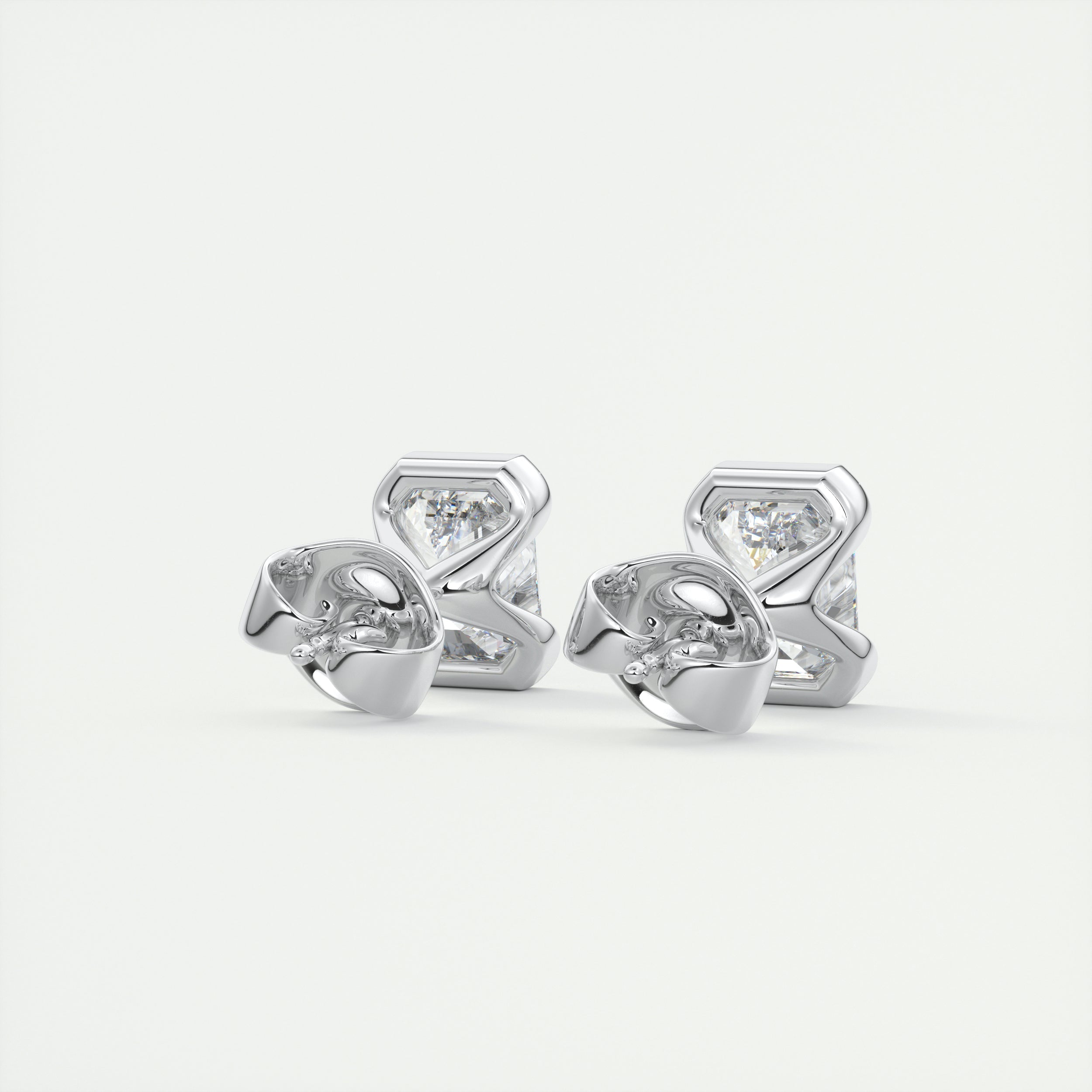 1.0 CT Emerald Half Bezel Solitaire CVD G/VS Diamond Earrings 3