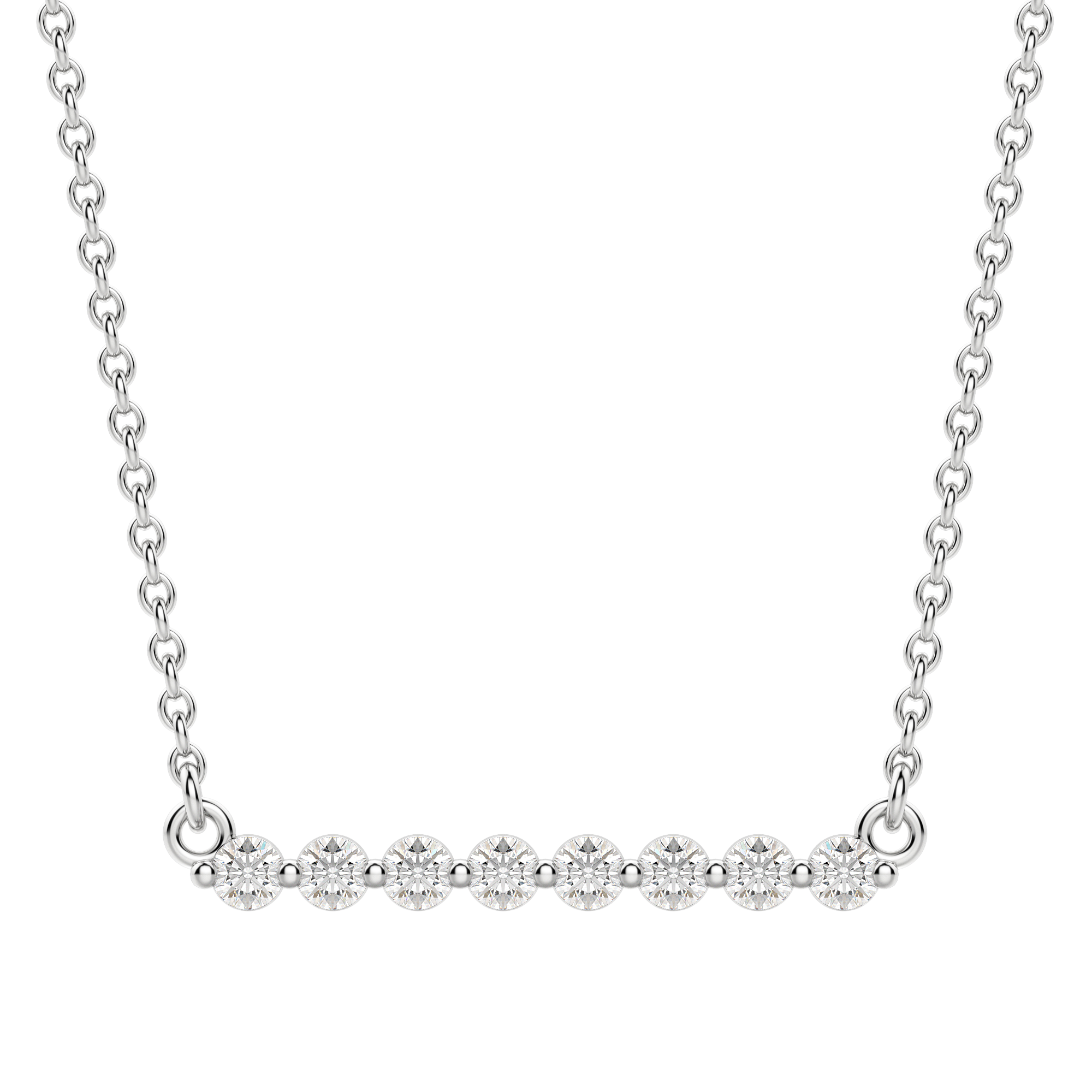 0.24 CT Round Cut Shared Prong Bar Necklace Moissanite Diamond Necklace 4