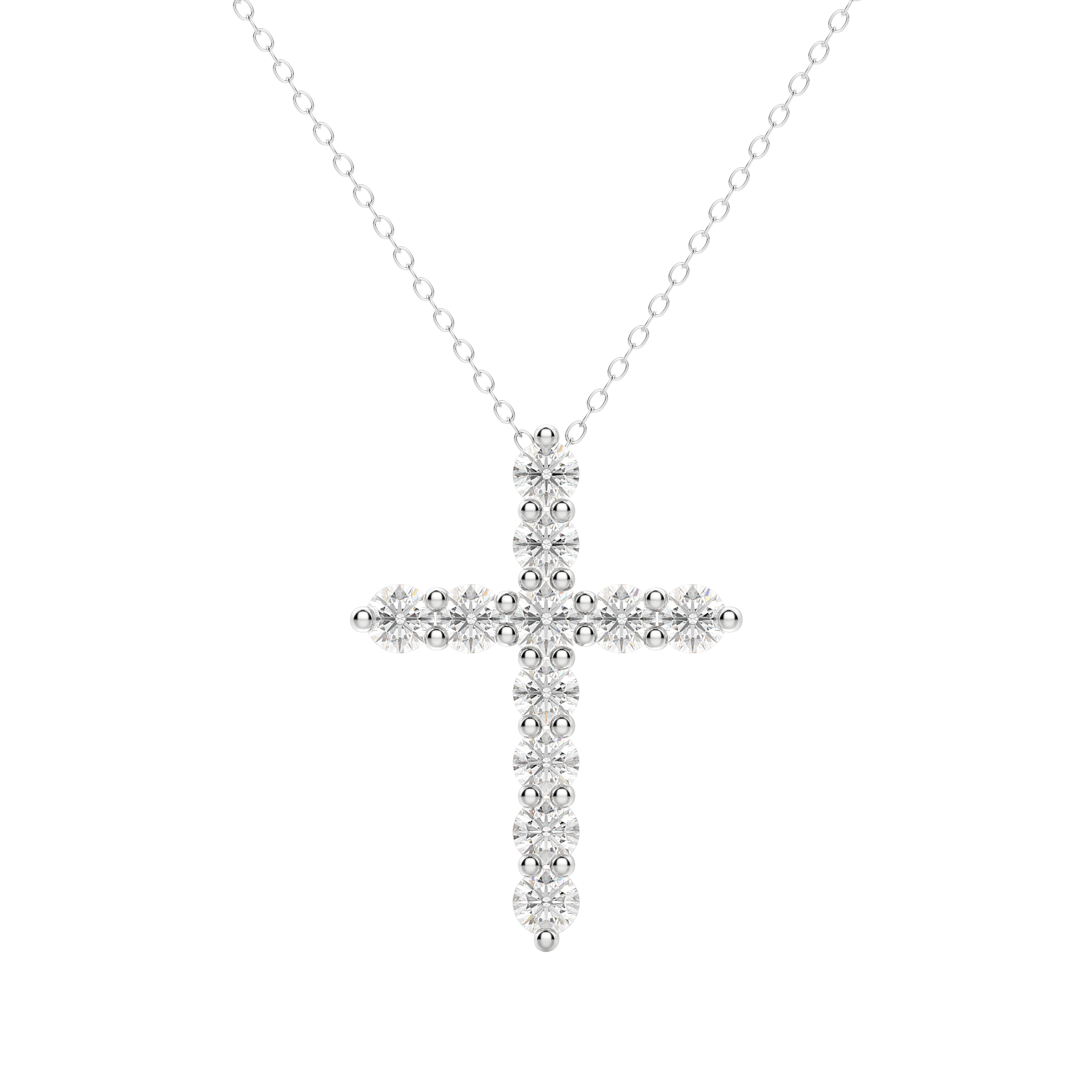 0.17 CT Round Cut Cross Pendant Moissanite Diamond Necklace 3