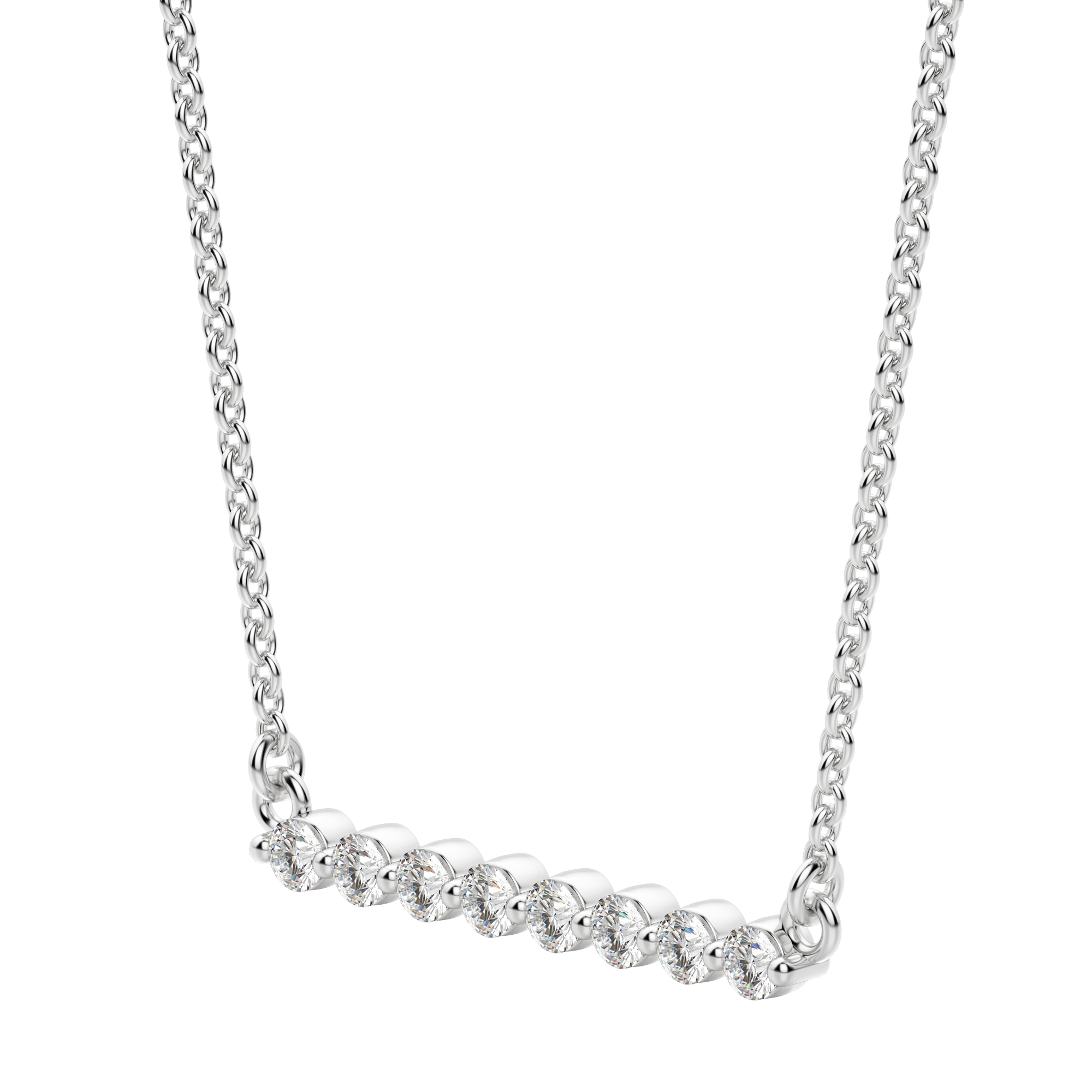0.24 CT Round Cut Shared Prong Bar Necklace Moissanite Diamond Necklace 5