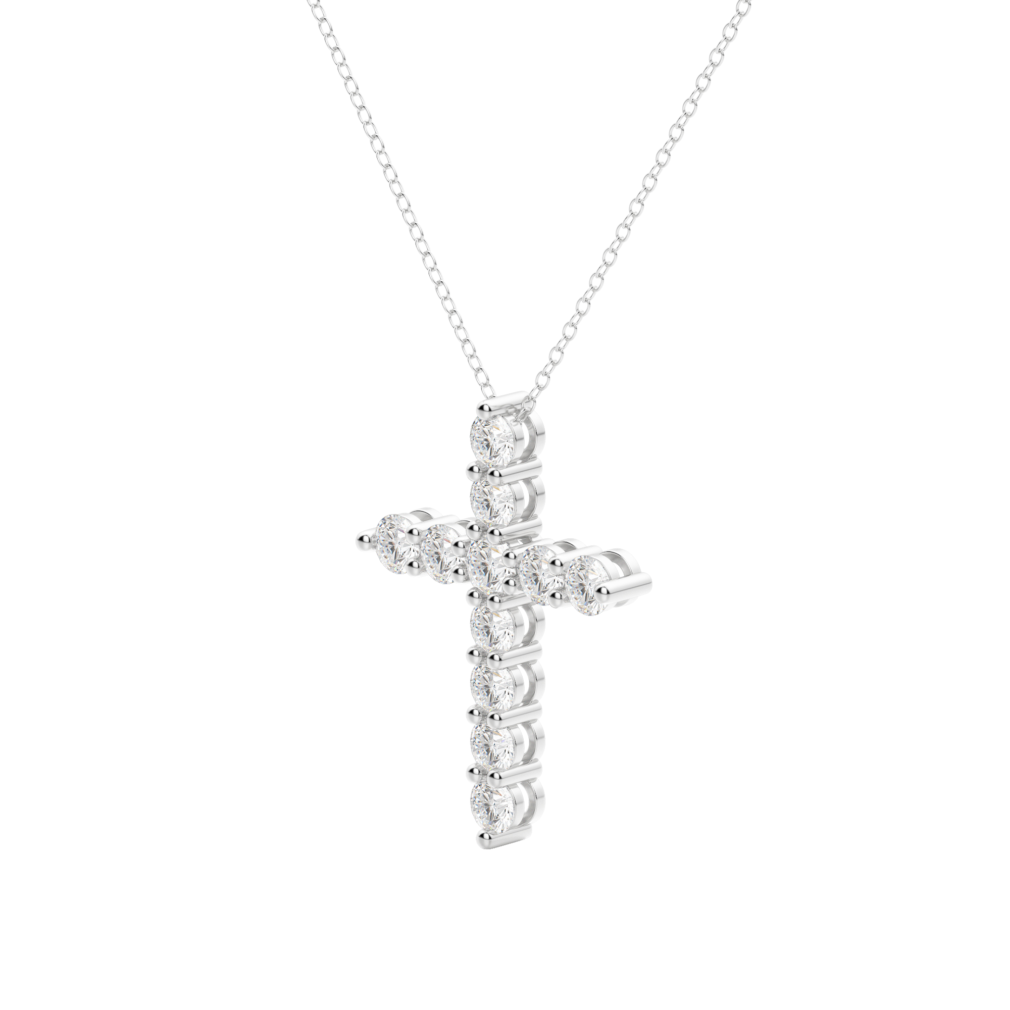 0.17 CT Round Cut Cross Pendant Moissanite Diamond Necklace 4
