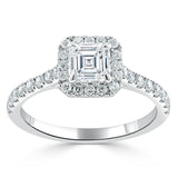1.0 CT Asscher Cut Halo Pave Moissanite Engagement Ring 2