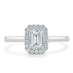 0.75 CT Emerald Cut Halo Moissanite Engagement Ring 1